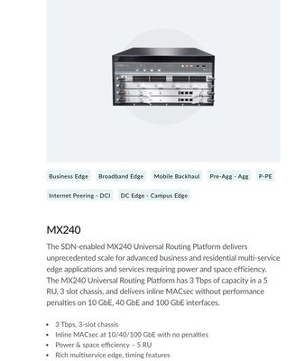 4 Slot Juniper Networks Routers MX240BASE-AC-HIGH Base Chassis