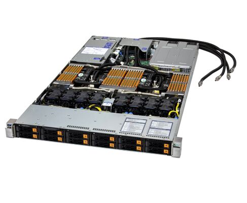 Supermicro Hyper SuperServer SYS-122HA-TN-LCC with Intel Xeon 6900 Series Processors 12 Hot-Swap NVMe Drive Bays and 1600W Redundant Titanium Power Supplies