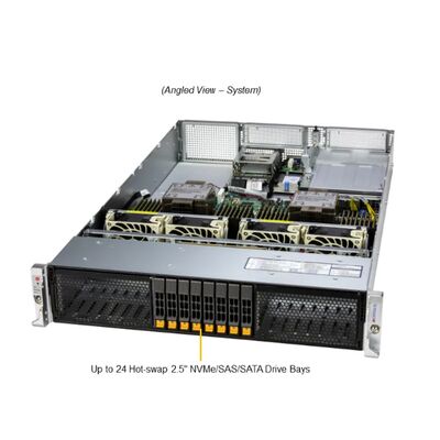 Supermicro Hyper SuperServer SYS-222H-TN 2U Rackmount Server with Intel Xeon 6700/6500 Processors, 4 GPUs, and 32 DIMM Slots