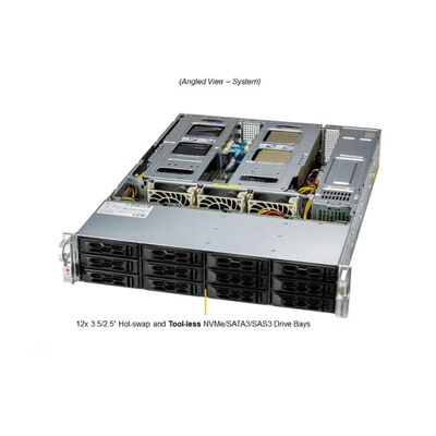 Supermicro SuperServer SYS-620C-TN12R Storage Server with Dual Socket P4 3rd Gen Intel Xeon Scalable Processors and 12 Hot-Swap Hybrid Drive Bays
