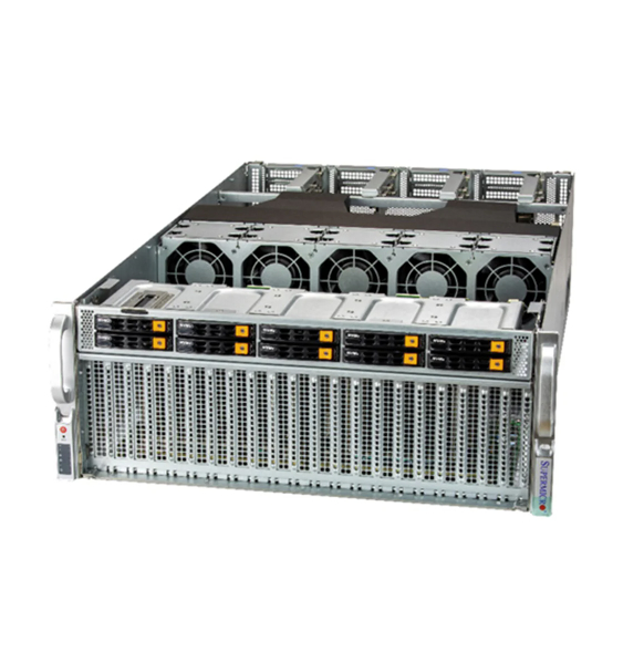 Supermicro AS-4124GQ-TNMI 4U GPU Server with 10 Hot-Swap NVMe/SAS/SATA Drive Bays and 4x 3000W Titanium Power Supplies for High Performance Computing