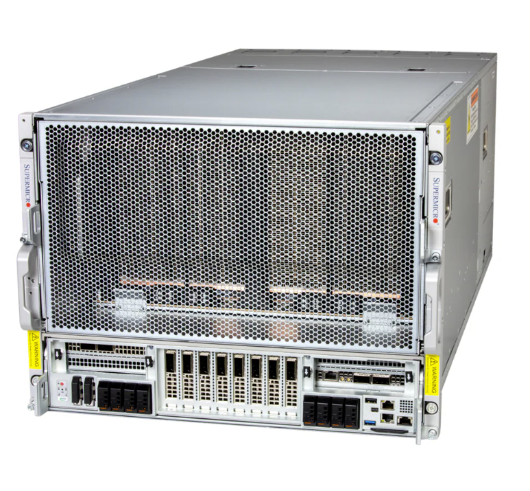 Supermicro GPU SuperServer SYS-822GS-NBRT with 32 DIMM Slots 8 PCIe 5.0 x16 LP Slots and 6x 6600W Redundant Titanium Power Supplies