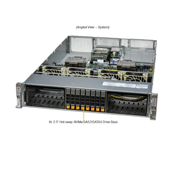 Supermicro Hyper SuperServer SYS-221H-TNR 2U Rackmount Server with 5th Gen Intel® Xeon®, Up to 4TB DDR5 RDIMM, and Up to 4 Double-Width GPUs