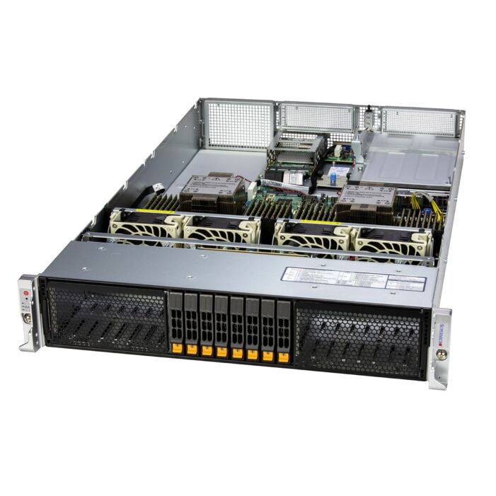 Supermicro Hyper SuperServer SYS-222H-TN 2U Rackmount Server with Intel Xeon 6700/6500 Processors, 4 GPUs, and 32 DIMM Slots