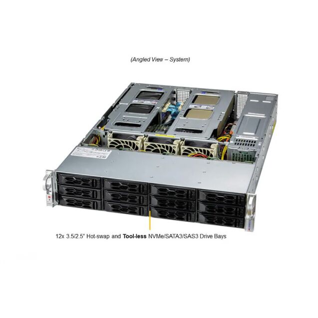 Supermicro SuperServer SYS-620C-TN12R Storage Server with Dual Socket P4 3rd Gen Intel Xeon Scalable Processors and 12 Hot-Swap Hybrid Drive Bays