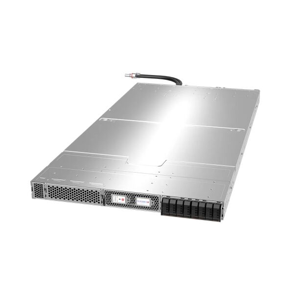 Supermicro GPU Server ARS-111GL-NHR-LCC with NVIDIA H100 Tensor Core GPU 480GB ECC LPDDR5X Memory and Liquid Cooling System in 1U Rackmount