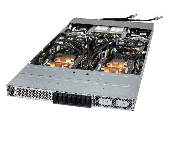 Supermicro 1U Rackmount GPU Server ARS-111GL-DSHR-LCC with NVIDIA Grace Hopper Superchip 480GB ECC LPDDR5X Memory and 2x 2700W Redundant Titanium Power Supplies