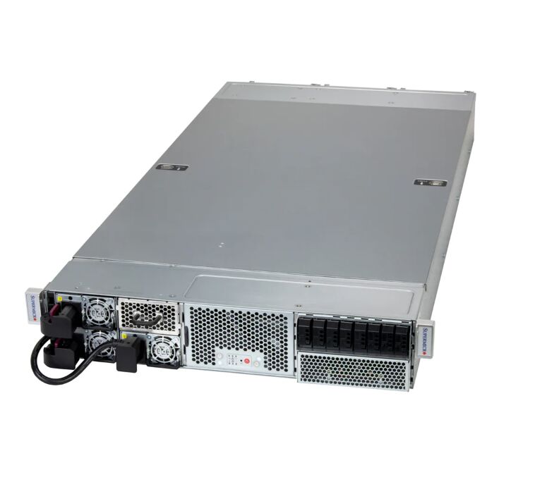 Supermicro GPU Server SYS-212GB-NR with Intel Xeon 6700-series Processors, 4 Onboard GPUs, and 3x 2000W Redundant Titanium Power Supplies