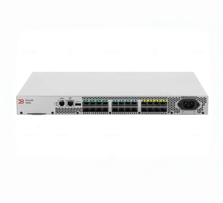 Brocade G610 Switch with 768Gb/s Bandwidth, 24 to 64 @ 32G Ports, and Dual Hot-Swappable Power Supplies