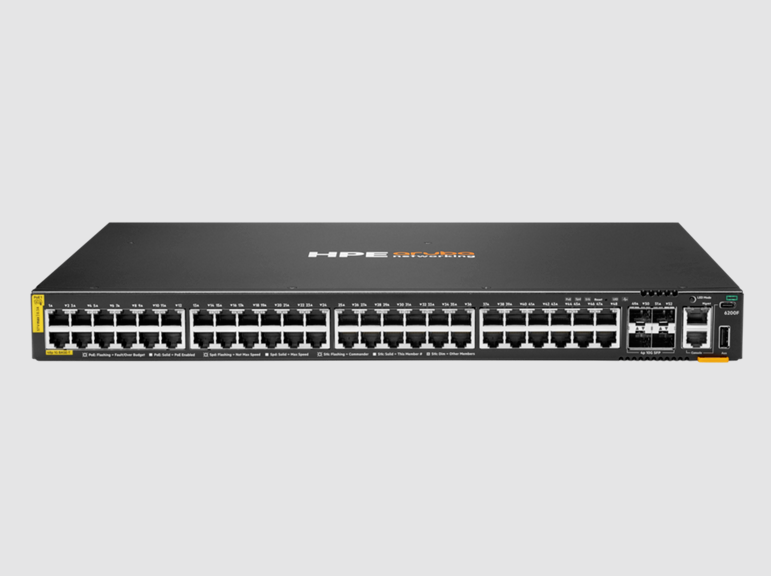 HPE Aruba Networking CX 6200 Switch with 130.9 Mpps Throughput 740W Class 4 PoE Power and 176 Gbps Switching Capacity