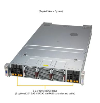 Supermicro AS-2145GH-TNMR-LCC  2U Rackmount GPU Server with 512GB ECC HBM3 Memory 4 PCIe 5.0 x16 Slots and 2700W Titanium Power Supplies